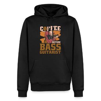 Bassiste Coffee Guitare électrique Coffee Lover - Sweat à capuche Premium bio Homme - noir - Devant - Nico (187cm)
