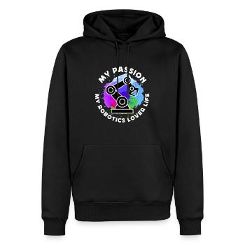 Amoureux de la robotique Ma passion Mon ingénierie robotique - Sweat à capuche Premium bio Homme - noir - Devant - Nico (187cm)