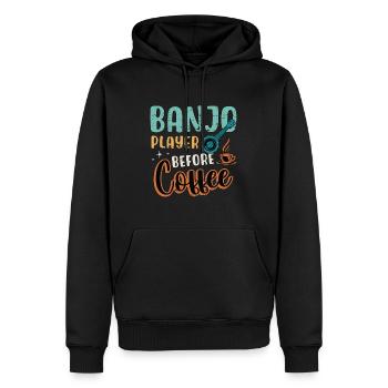 Banjo Player Before Coffee Folk Music Coffee Lover - Männer Premium Bio Hoodie - Schwarz - Vorne - Nico (187cm)