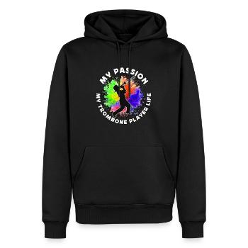 Trombone Player My Passion My Trombone Trombonist - Men’s Premium Organic Hoodie - black - Front - Nico (187cm)