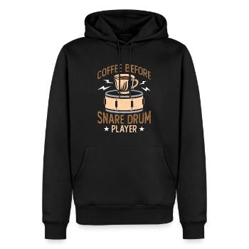 Caisse claire Joueur Tambour Café Batteur Amateur de café - Sweat à capuche Premium bio Homme - noir - Devant - Nico (187cm)