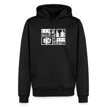 Joueur de caisse claire Mon problème Mon pictogramme Papa Maman - Sweat à capuche Premium bio Homme - noir - Devant - Nico (187cm)