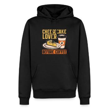 Amateur de gâteau au fromage avant de préparer le café Amateur de café - Sweat à capuche Premium bio Homme - noir - Devant - Nico (187cm)