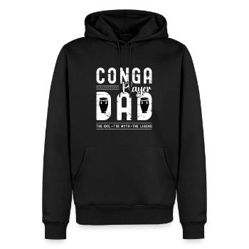 Papa joueur de conga L’idole Le mythe Le tambour de conga - Sweat à capuche Premium bio Homme - noir - Devant - Nico (187cm)