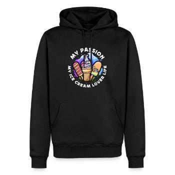Amateur de crème glacée Ma passion Ma crème glacée Sweet Ice - Sweat à capuche Premium bio Homme - noir - Devant - Nico (187cm)