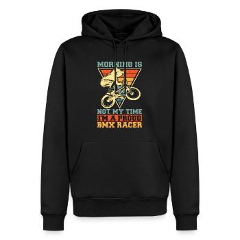 BMX Racer Morning Is Not My Time I'm A Cyclist - Männer Premium Bio Hoodie - Schwarz - Vorne - Nico (187cm)