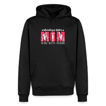 Maman vététiste L’idole Le mythe Le cycliste - Sweat à capuche Premium bio Homme - noir - Devant - Nico (187cm)