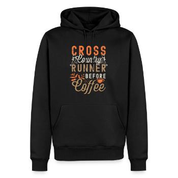 Coureur de cross-country avant de courir amateur de café - Sweat à capuche Premium bio Homme - noir - Devant - Nico (187cm)