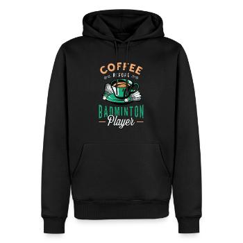 Joueur de badminton Raquettes à café Amateur de café - Sweat à capuche Premium bio Homme - noir - Devant - Nico (187cm)