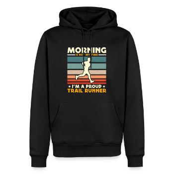 Trail Runner Le matin n’est pas mon heure d’ultra running - Sweat à capuche Premium bio Homme - noir - Devant - Nico (187cm)
