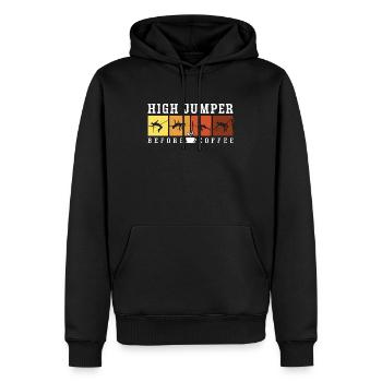 High Jumper Before Coffee High Jump Coffee Lover - Männer Premium Bio Hoodie - Schwarz - Vorne - Nico (187cm)