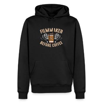 Cinéaste avant le café Réalisateur Amateur de café - Sweat à capuche Premium bio Homme - noir - Devant - Nico (187cm)