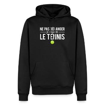 Ne pas déranger je regarde le tennis sport humour - Sweat à capuche Premium bio Homme - noir - Devant - Nico (187cm)