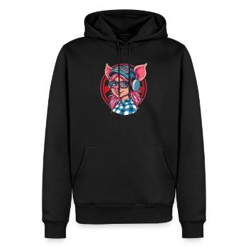 Niedliches liebenswertes Anime-Schweinemädchen - Männer Premium Bio Hoodie - Schwarz - Vorne - Nico (187cm)