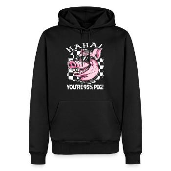Les humains sont à 95% des porcs : Drôle de cochon - Sweat à capuche Premium bio Homme - noir - Devant - Nico (187cm)