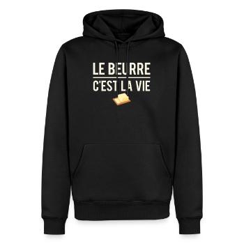 Le beurre c'est la vie se beurrer humour - Sweat à capuche Premium bio Homme - noir - Devant - Nico (187cm)