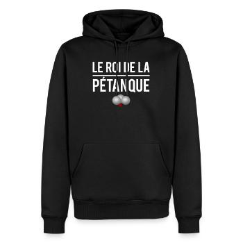 Le roi de la pétanque bouliste humour - Sweat à capuche Premium bio Homme - noir - Devant - Nico (187cm)