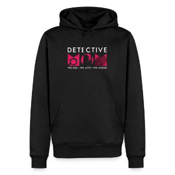 Maman détective L’idole Le mythe L’enquêteur - Sweat à capuche Premium bio Homme - noir - Devant - Nico (187cm)