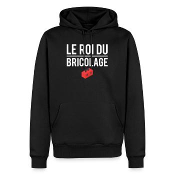 Le roi du bricolage cadeau papa bricoleur humour - Sweat à capuche Premium bio Homme - noir - Devant - Nico (187cm)