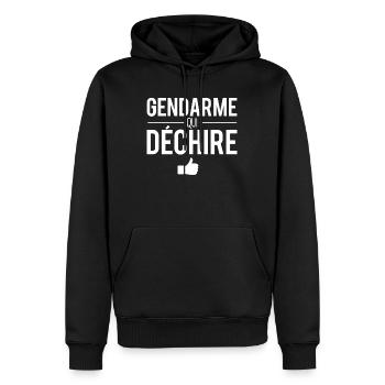 Gendarme qui déchire meilleur gendarme police - Sweat à capuche Premium bio Homme - noir - Devant - Nico (187cm)