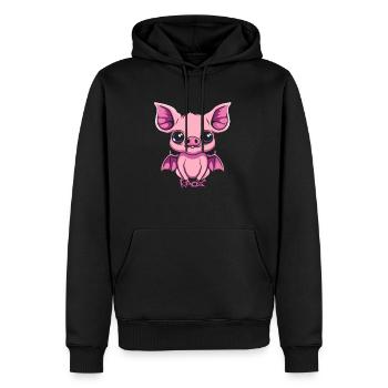 Niedlicher Fledermaus-Schwein-Gargoyle - Männer Premium Bio Hoodie - Schwarz - Vorne - Nico (187cm)