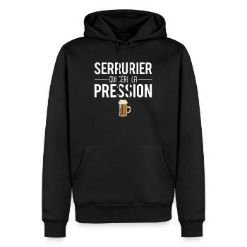 Serrurier qui gère la pression métier humour - Sweat à capuche Premium bio Homme - noir - Devant - Nico (187cm)