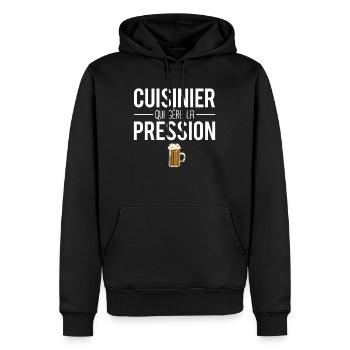 Cuisinier qui gère la pression métier profession - Sweat à capuche Premium bio Homme - noir - Devant - Nico (187cm)