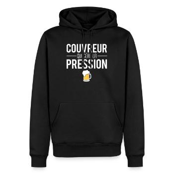 Couvreur qui gère la pression métier profession - Sweat à capuche Premium bio Homme - noir - Devant - Nico (187cm)
