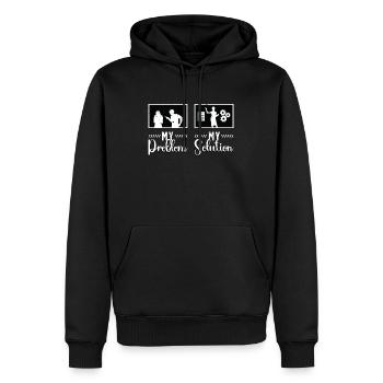 Chef de projet Mon problème Mon pictogramme Maman Papa - Sweat à capuche Premium bio Homme - noir - Devant - Nico (187cm)