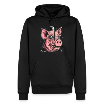 Le bon vieil ami : le cochon de l’espace - Sweat à capuche Premium bio Homme - noir - Devant - Nico (187cm)