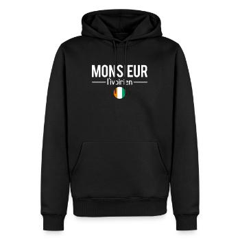 Monsieur l'ivoirien côte d'ivoire afrique - Sweat à capuche Premium bio Homme - noir - Devant - Nico (187cm)
