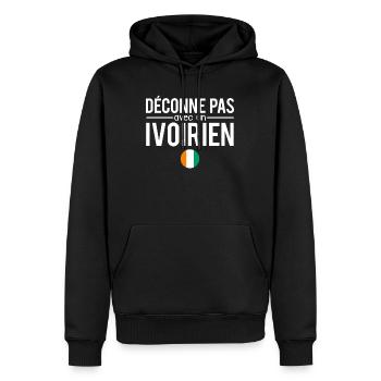 Déconne pas avec un ivoirien côte d'ivoire humour - Sweat à capuche Premium bio Homme - noir - Devant - Nico (187cm)