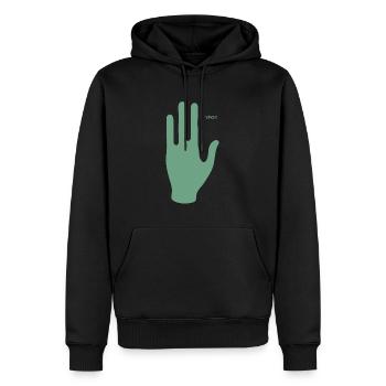 Wir kommen in Frieden, Hand eines Außerirdischen - Männer Premium Bio Hoodie - Schwarz - Vorne - Nico (187cm)