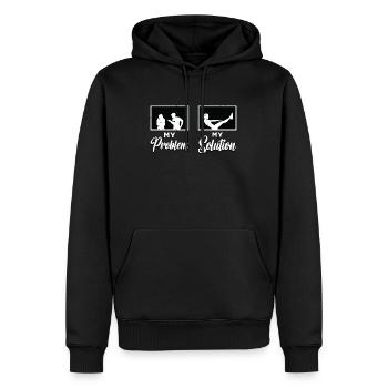 Pilates Lover Mon problème Mon Pictogramme Maman Papa - Sweat à capuche Premium bio Homme - noir - Devant - Nico (187cm)