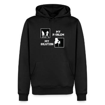 Rock Climber My Problem My Solution Pictogram Dad - Männer Premium Bio Hoodie - Schwarz - Vorne - Nico (187cm)