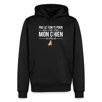 Pas le temps mon chien m'attend animal - Sweat à capuche Premium bio Homme - noir - Devant - Nico (187cm)