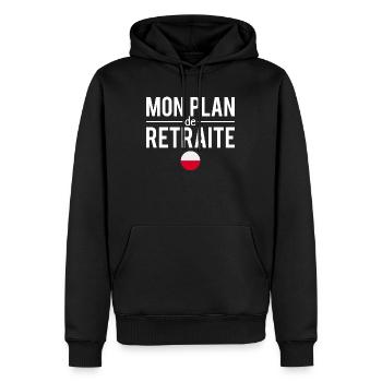 Mon plan de retraite pologne polonais humour - Sweat à capuche Premium bio Homme - noir - Devant - Nico (187cm)
