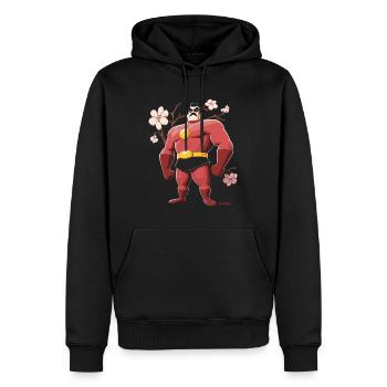 La puissante moustache japonaise : le héros Sakura - Sweat à capuche Premium bio Homme - noir - Devant - Nico (187cm)