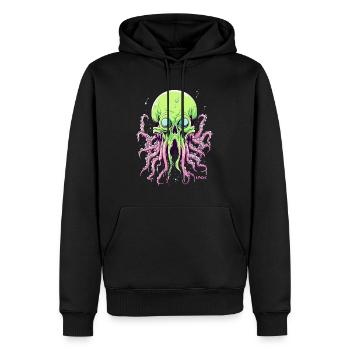 Le crâne de poulpe super cool - Sweat à capuche Premium bio Homme - noir - Devant - Nico (187cm)