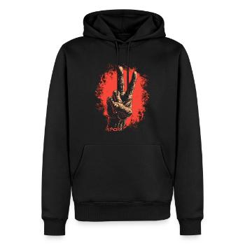 Frieden Hand - Männer Premium Bio Hoodie - Schwarz - Vorne - Nico (187cm)