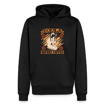 Doula Before Coffee Birth Helper Coffee Lover - Männer Premium Bio Hoodie - Schwarz - Vorne - Nico (187cm)