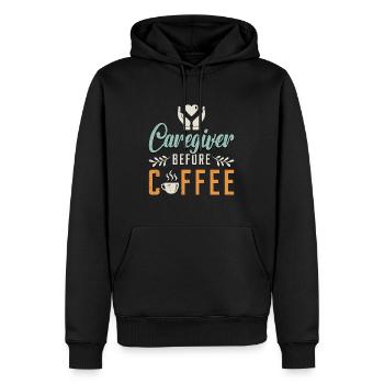 Soignant avant le café Soignant Amateur de café - Sweat à capuche Premium bio Homme - noir - Devant - Nico (187cm)