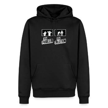 Soignant Mon problème Ma solution Pictogramme Papa Maman - Sweat à capuche Premium bio Homme - noir - Devant - Nico (187cm)