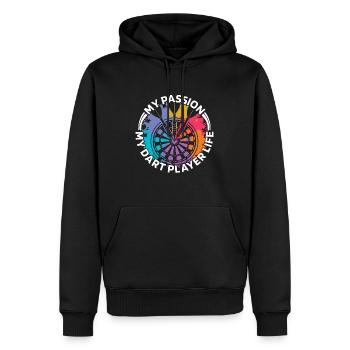 Dart Player My Passion My Dart Player Dart Playing - Männer Premium Bio Hoodie - Schwarz - Vorne - Nico (187cm)