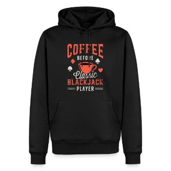 Blackjack classique Coffee Card Player Amateur de café - Sweat à capuche Premium bio Homme - noir - Devant - Nico (187cm)