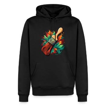 Pinceaux pour peintres - Sweat à capuche Premium bio Homme - noir - Devant - Nico (187cm)