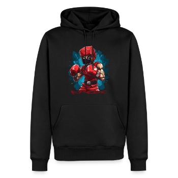 A Cubic Cartoon Pixel Boxer Boxing - Men’s Premium Organic Hoodie - black - Front - Nico (187cm)