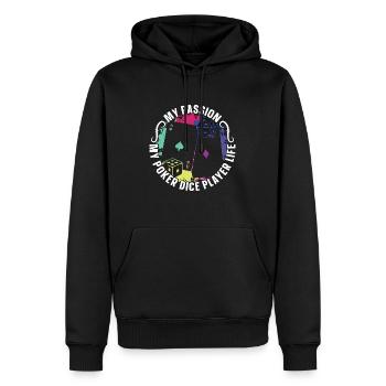 Joueur de dés de poker Ma passion Mon jeu de cartes de poker - Sweat à capuche Premium bio Homme - noir - Devant - Nico (187cm)