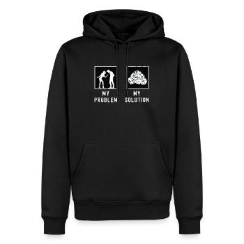 Bunco Player My Problem My Solution Pictogram Dad - Männer Premium Bio Hoodie - Schwarz - Vorne - Nico (187cm)