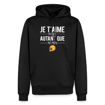 Je t'aime presque autant que la moto motard humour - Sweat à capuche Premium bio Homme - noir - Devant - Nico (187cm)